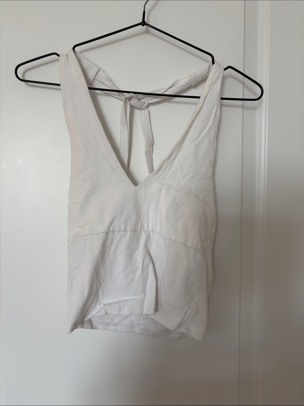 Hollister White V-Neck Tie-Back Tank